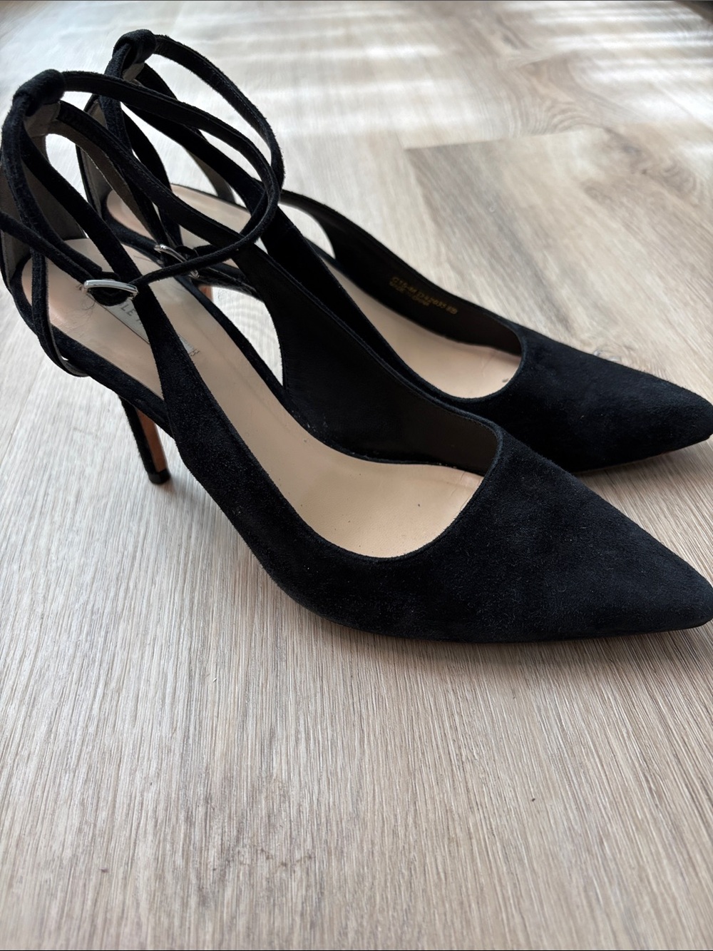 Cole Haan Black Suede Grand.OS Ankle Strap Pumps Size 8M business casual comfy